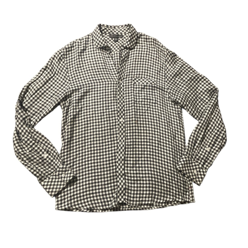 Saks Fifth Avenue Men's Black and White Checkered Shirt